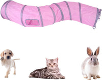 iCAGY Cat Tunnel Toys for Indoor Cats Kittens Rabbits - 47" (Shape S) / Pink - image 3