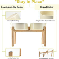 SPUNKYJUNKY Elevated Dog Bowls Ceramic - 8.3 in - 7.6 cups / Beige - image 4