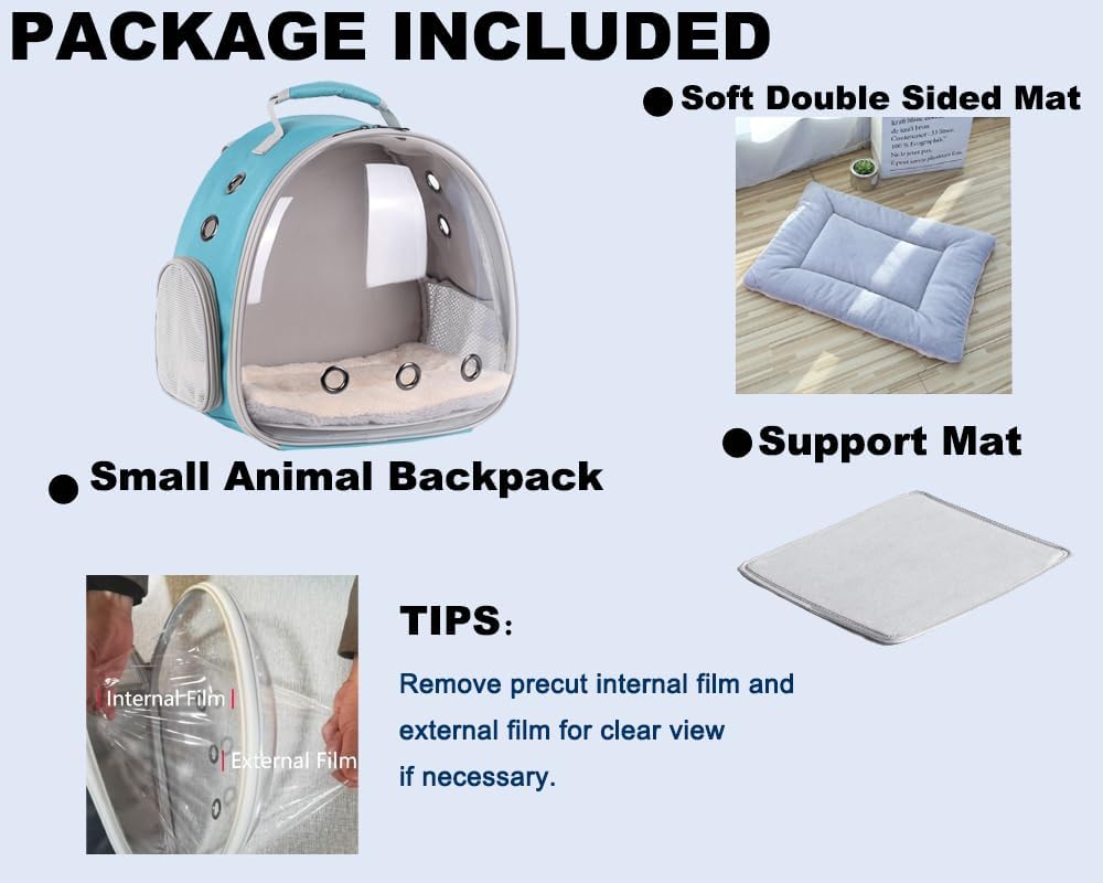 Portable Small Animal Backpack Travel Breathable Pet Carrier Bag - Green / Backpack - image 4