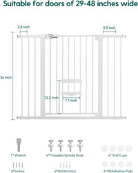 Babelio 36" Tall Pet Gate with Cat Door, CatPrivilege II, 29-40" - White / 29-48" Wide, 36" Tall - image 2