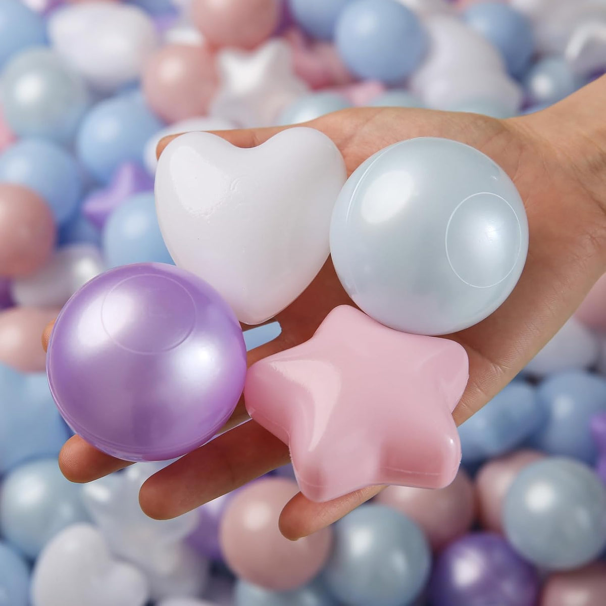 TRENDPLAY ball pit balls in star, heart and round shapes with pastel colors - view 27