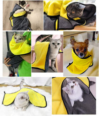 Dog Bath Towel - Super Absorbent Microfiber Dog Towel for Small Dogs and Cats, Yellow & Grey 11.8" - Small - image 2