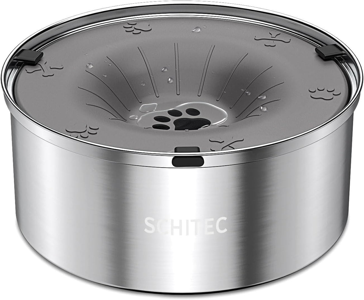 SCHITEC Dog Water Bowl No Spill - 3L Gray