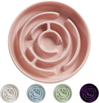 Ceramic Slow Feeder Dog Bowl - Pink