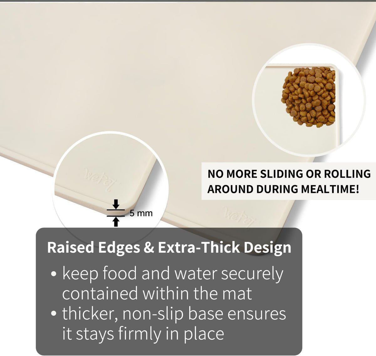 Non-Slip Waterproof Pet Feeding Mat - Medium, 20 x 12 Inch / Craie White - image 3