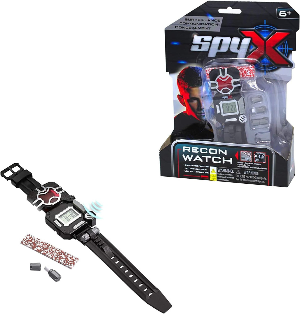 SpyX / Micro Gear Set - 4 Real Spy Toys Kit + Adjustable Belt for Spy Kids Role Play. Junior Secret - Childrens Recon Spy Watch