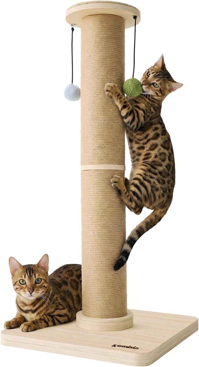 35'' Tall Cat Scratching Post for Indoor Cats Adults – Essentials for Cats - Natural