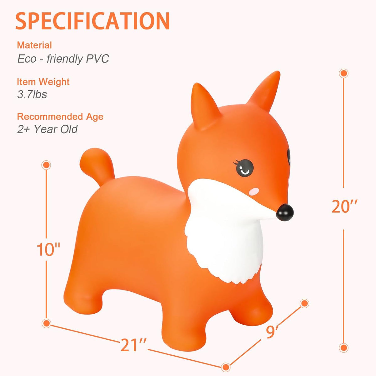 INPANY Bouncy Bull, Cow Hopper for Cowboys, Kid Gifts Toy - Orange Fox - image 2