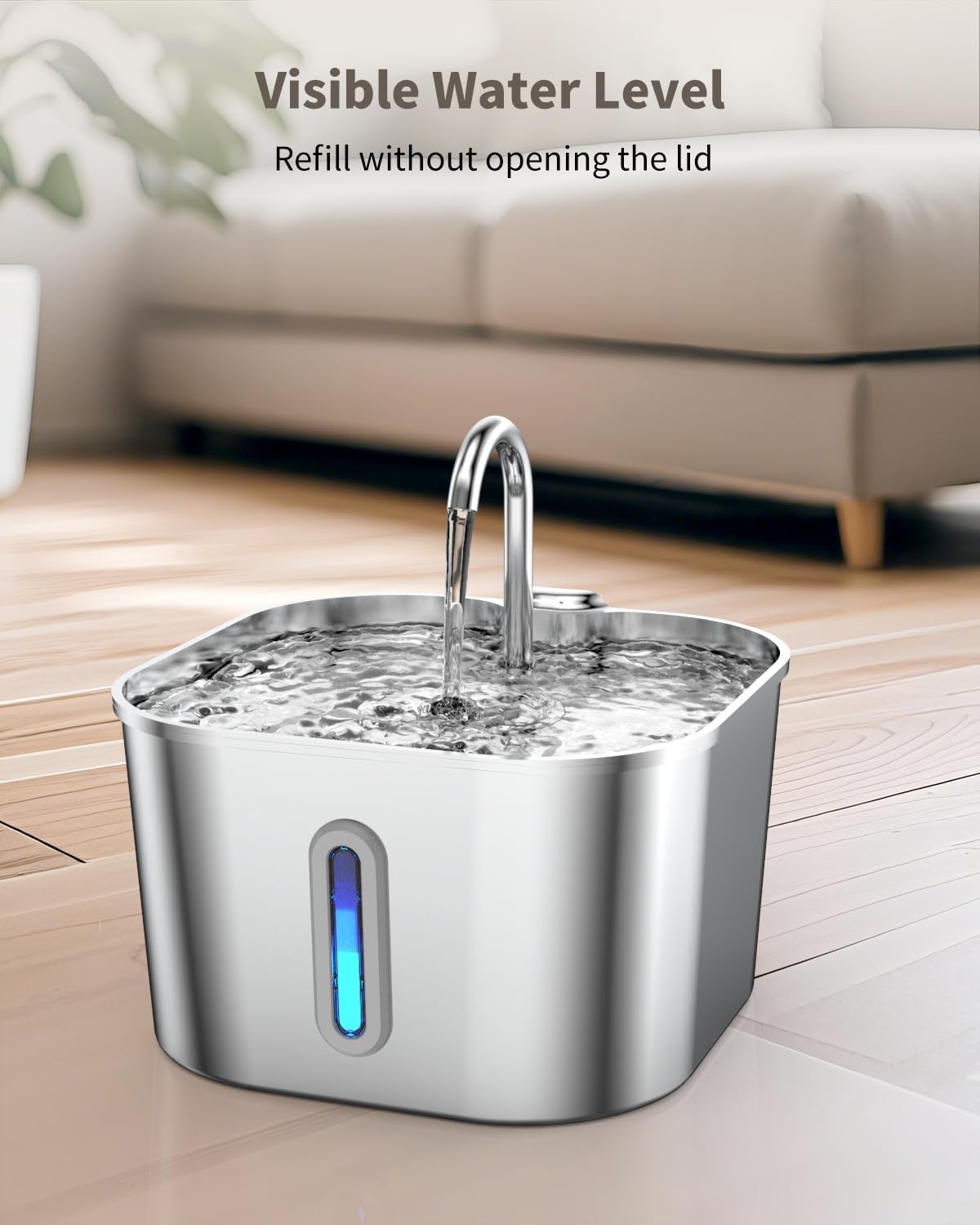 Stainless Steel Cat Water Fountain - 2.2L Fountain+4 Filters + 4 Sponges - image 3