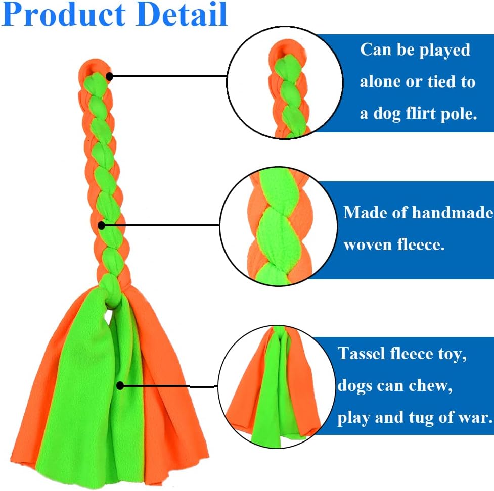ASOCEA 3 Pack Dog Rope Toys Flirt Pole Replacement for Small Medium - Blue+Green - image 4