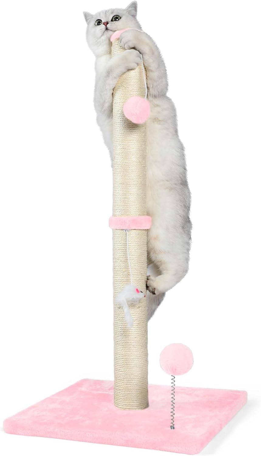 ANWA 32" Tall Sisal Cat Scratching Posts Tree for Indoor Cats Adults - Basic Cat Post Pink
