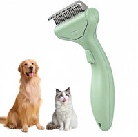 Undercoat Rake for Dogs & Cats, Self‑Clean Deshedding Brush - Light-Green