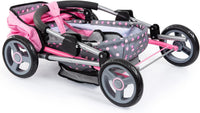 Bayer foldable doll pram carriage in grey and pink fairy polka dot print - view 3