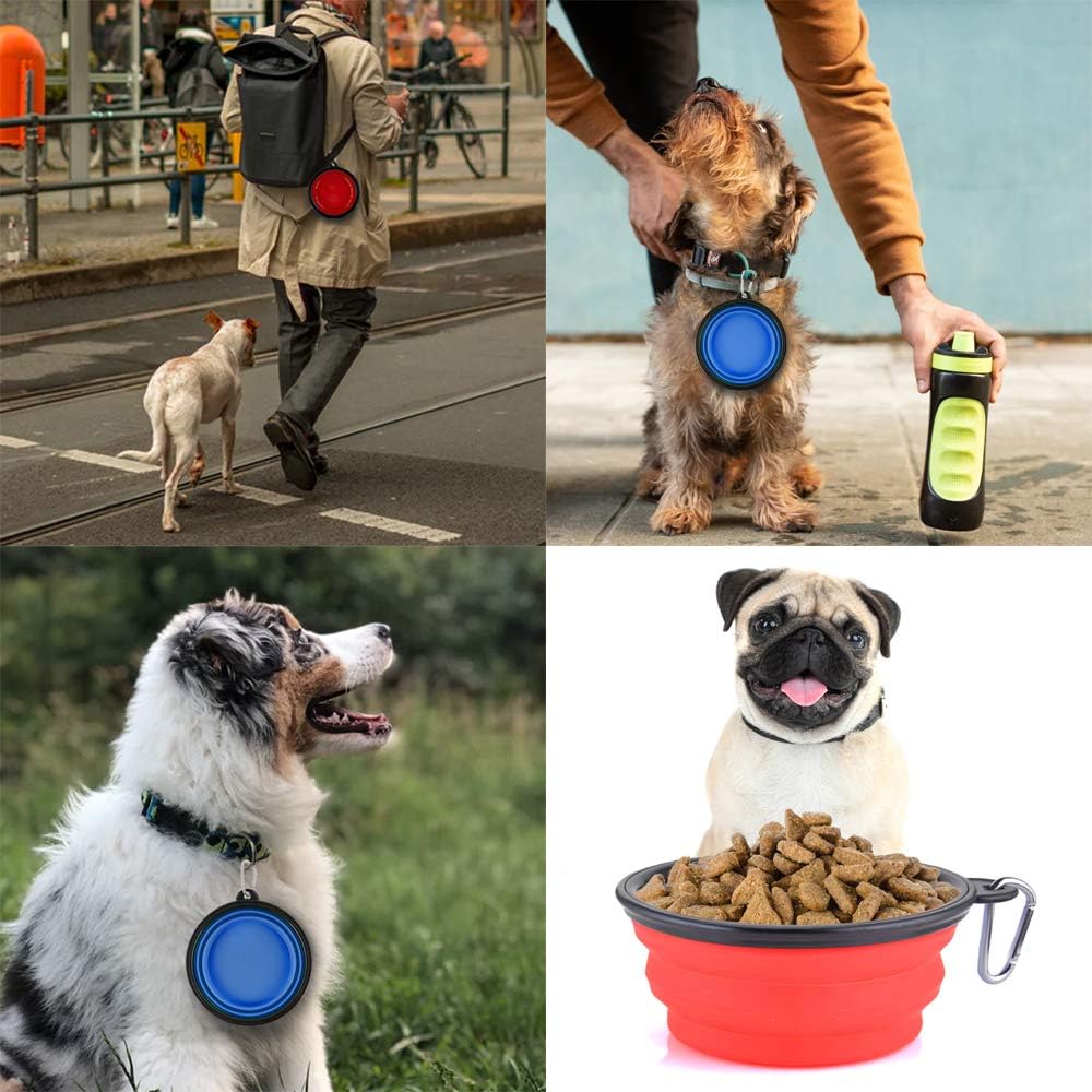 Large Collapsible Dog Bowls - Large,34oz / 34ozSlow Feeder-Blue&Red - image 2