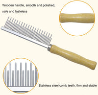 Wooden Handle Grooming Comb for Dogs Cats Pet – Essentials for Cats - Long & Short Teeth Comb - image 4