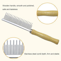 Wooden Handle Grooming Comb for Dogs Cats Pet（Multitooth）