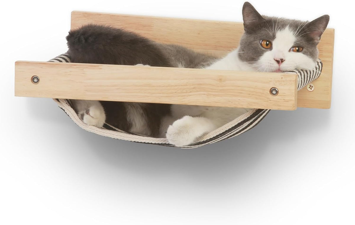 FUKUMARU Wall Mounted Cat Hammock – Essentials for Cats - M-Black Stripe