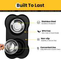 Conlun Dog Bowls with Silicone Mat, No Spill Stainless Set, XS - Extra Small-5 oz / Black - image 3