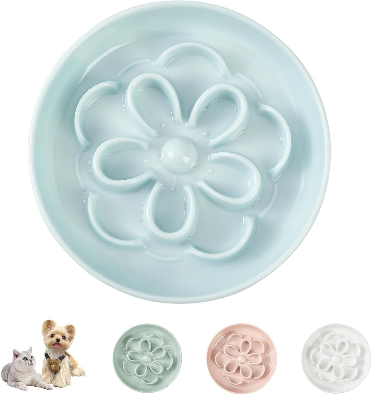 Melamine Cat Slow Feeder Bowl Set - Blue / 1 PACK
