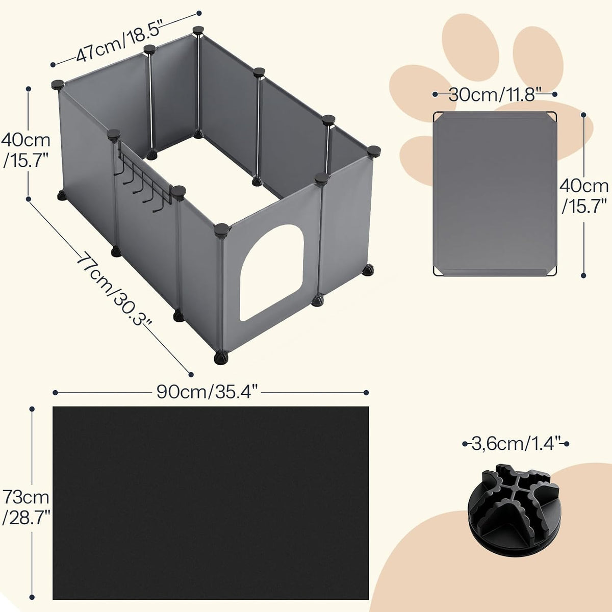 HOOBRO Cat Litter Box Enclosure with Large Oxford Mat - Grey - image 4