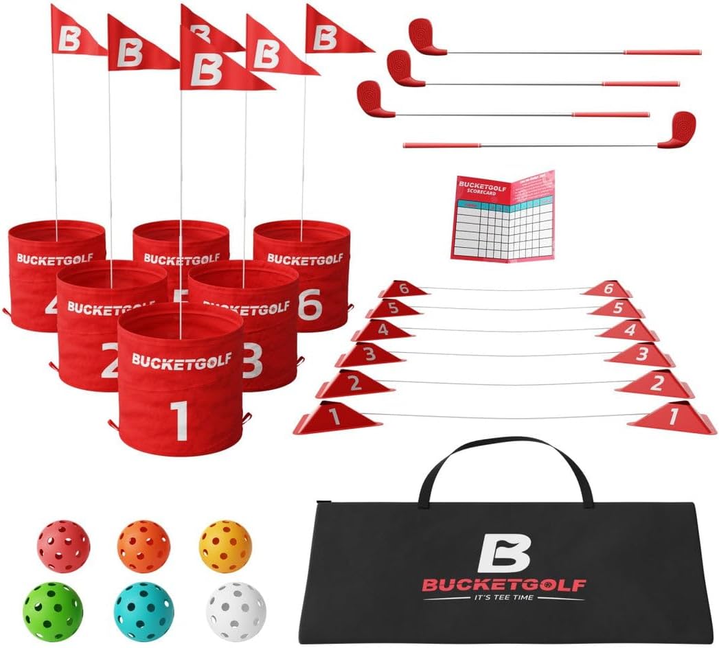 BucketGolf 6 hole backyard golf game bundle with clubs and carry bag - view 4