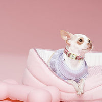 Elegant little tail Dog Collar - Pink Plaid / Small (Pack of 1) - image 4