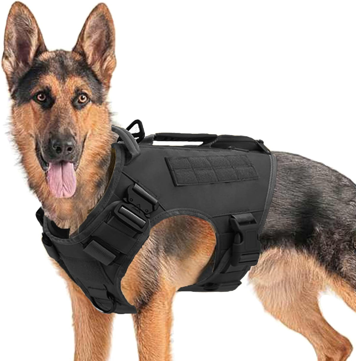 Tactical Dog Backpack Harness for Large Breed Original Design Metal - M / Black (vest only)