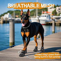 JZXOIVA Dog Shoes for Hot Pavement, Dog Booties for Medium Dogs, Breathable Dog Boots & Paw Protectors, Adjustable Non-Slip Dog Rain Booties, Waterproof Pets Sandals for Beach Black Size 5