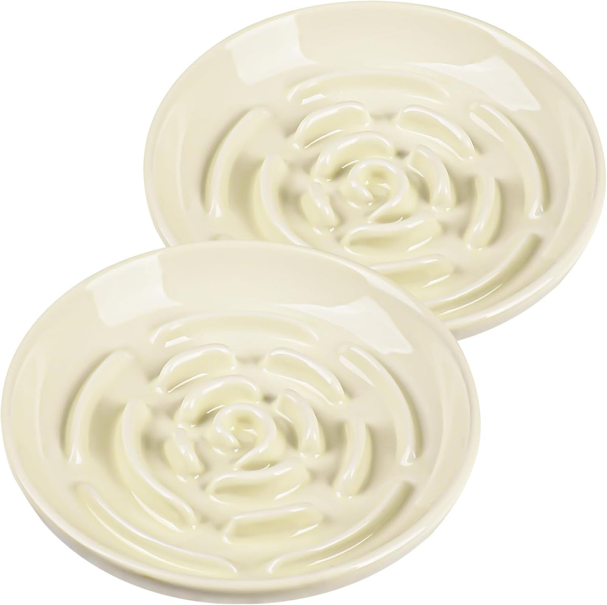 Elevated Slow Feeder Cat Bowls - cream / 2 pack slow feeder