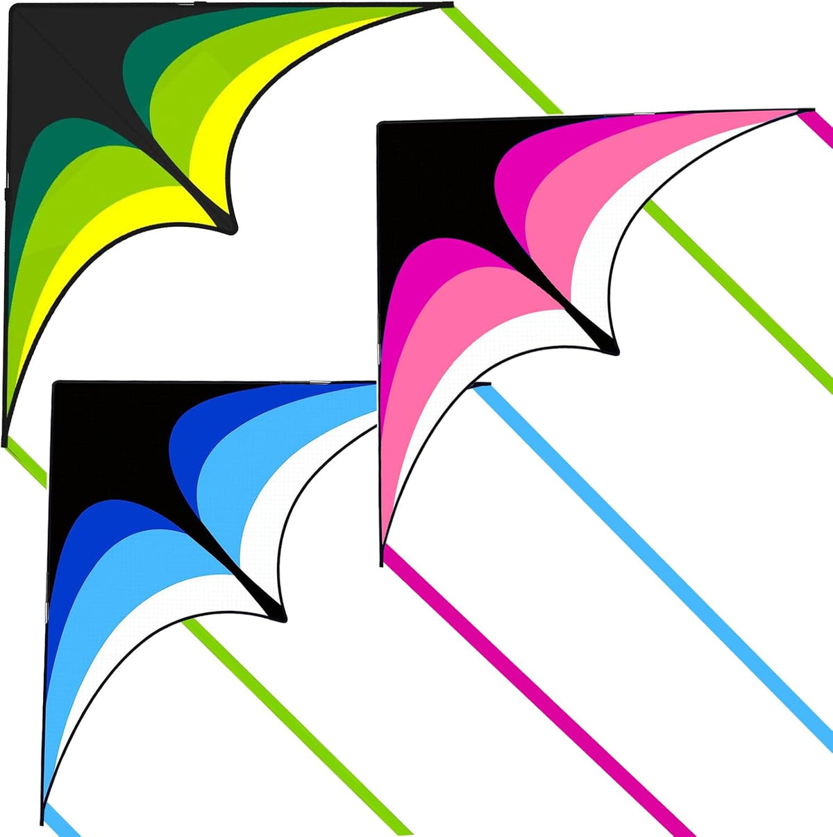 Delta Kite for Kids Ages 4-12 - 1 / Green&Blue&Pink