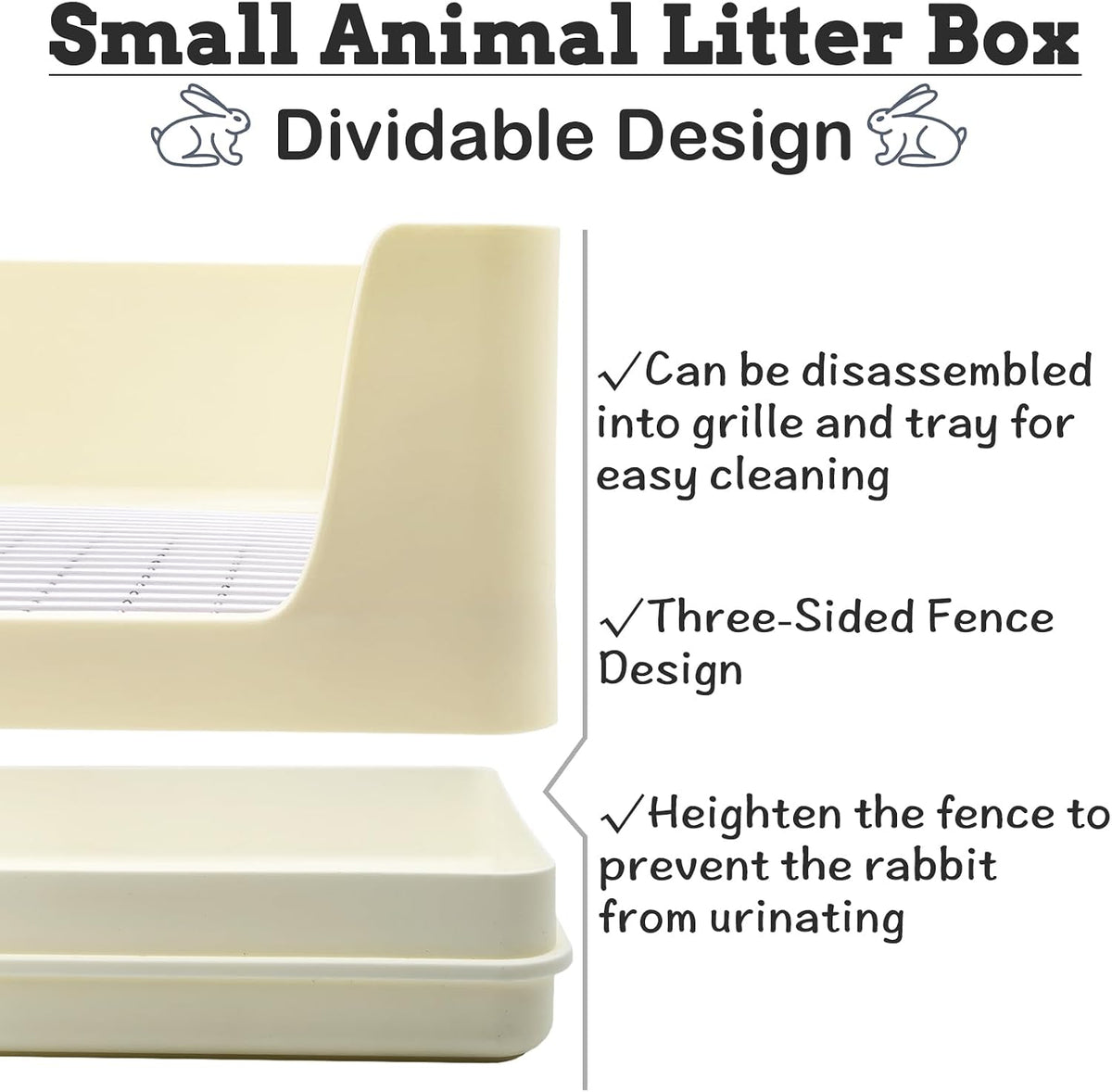 VCEPJH Extra Large Bunny Litter Box for Cage - White - image 3