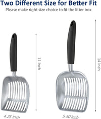 Cat Litter Scoop, Aluminum Alloy Sifter, Kitty Metal Scooper - Small / FLAT Aluminum \ #06 Black Handle - image 3