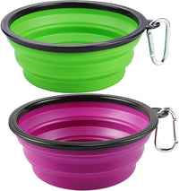 Kytely Large Collapsible Dog Bowls 2 Pack - Green & Purple