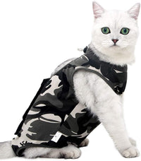 Cat Recovery Suit for Abdominal Wounds Cat Onesie After Surgery Female – Essentials for Cats - Camouflage / Small