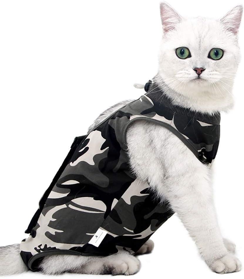 Cat Recovery Suit for Abdominal Wounds Cat Onesie After Surgery Female – Essentials for Cats - Camouflage / Small