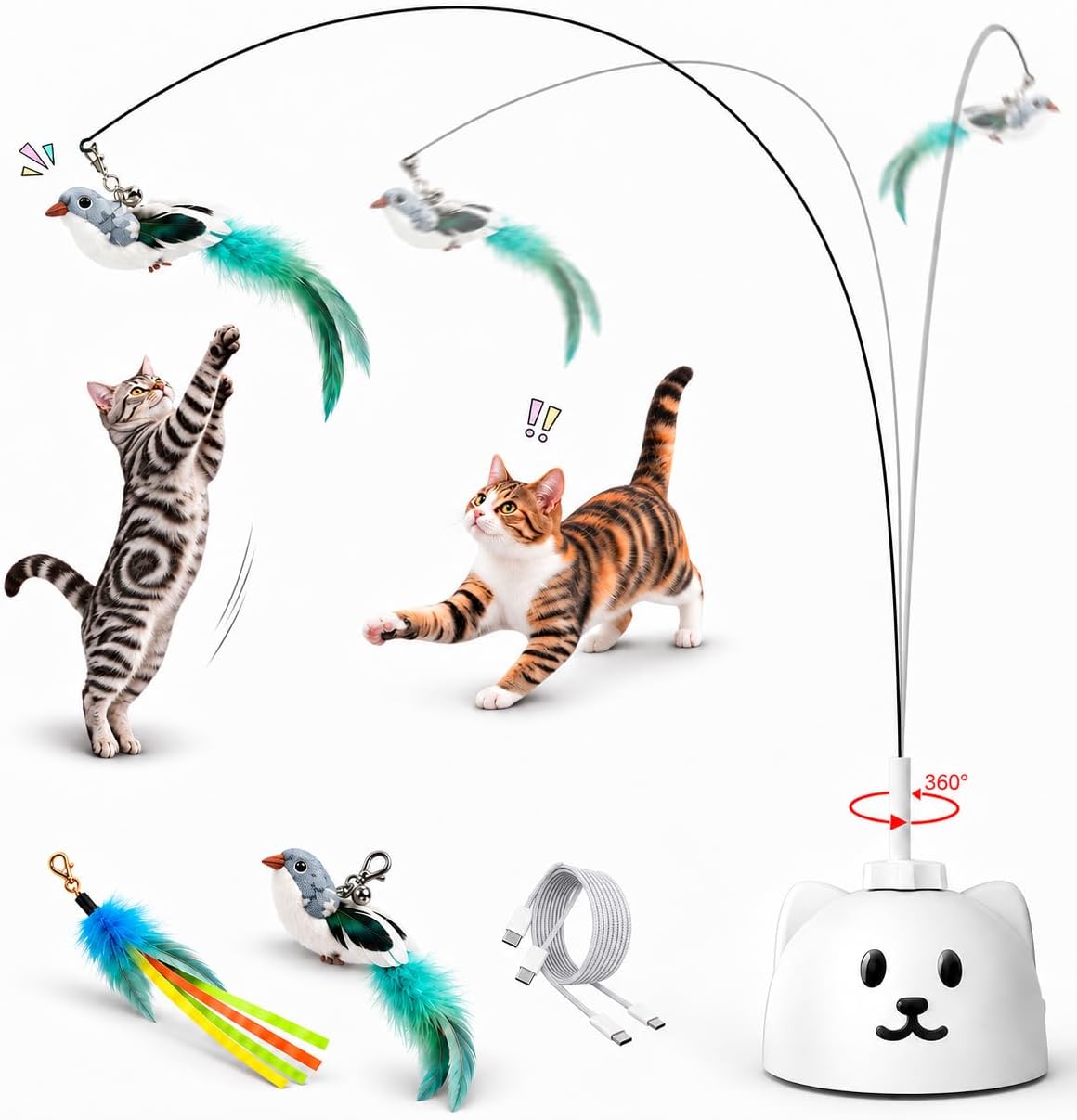 Interactive Cat Toys for Indoor Cats - White