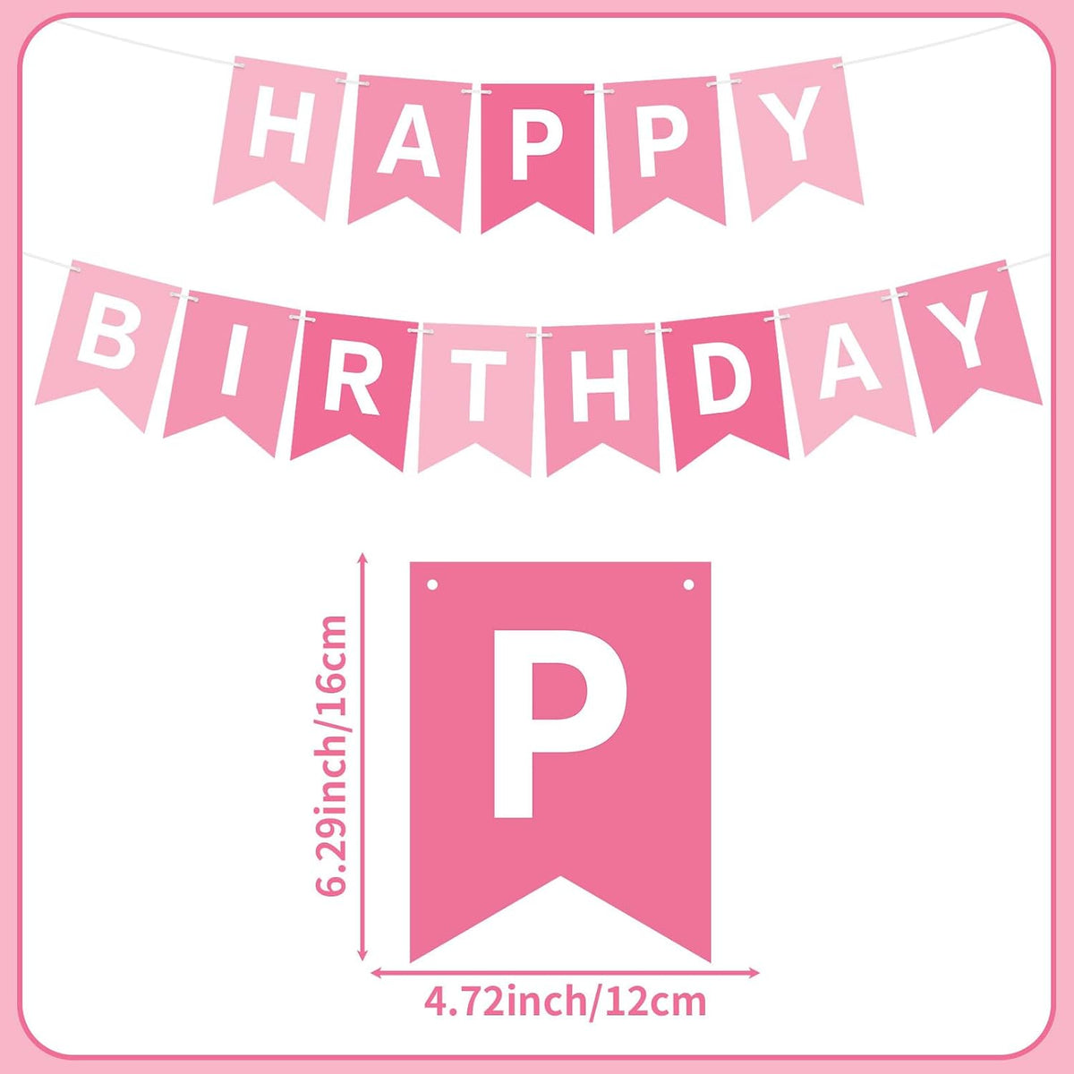 Orange Happy Birthday Banner Birthday Sign for Backdrop Happy - White Pink - image 2
