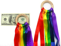 MEROCO 2-pack rainbow ribbon wands with natural wood rings and six fabric ribbons each - view 20