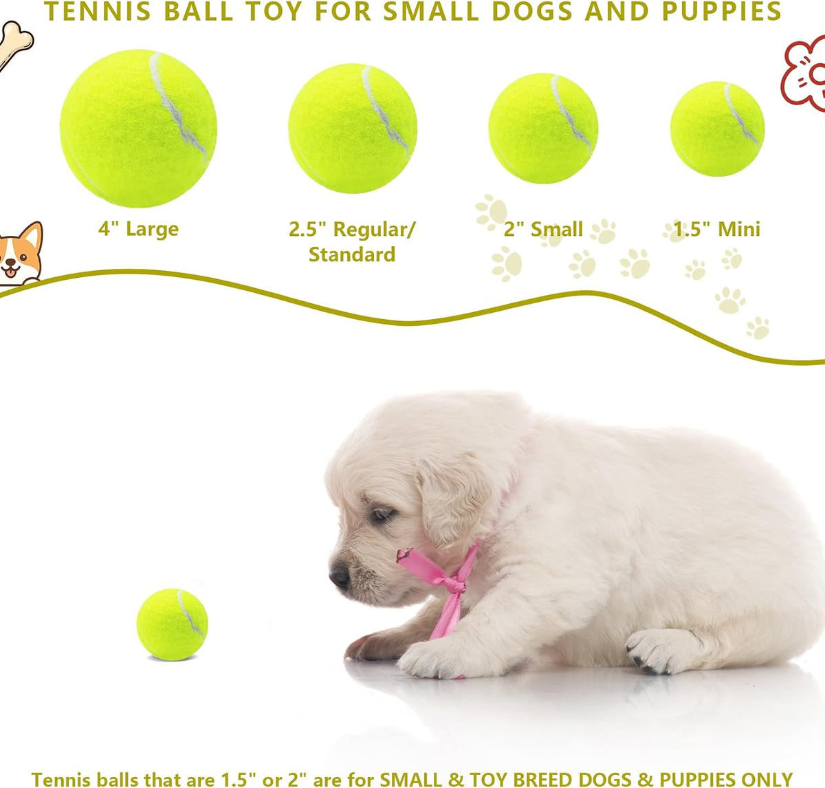 Magicorange 10 Pack Squeaky Mini Tennis Balls - 10 Pack / Yellow - image 3