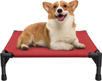 Love&go Elevated Dog Bed with Metal Frame - S - Red / Small-18.5x18.5x5.5 inch