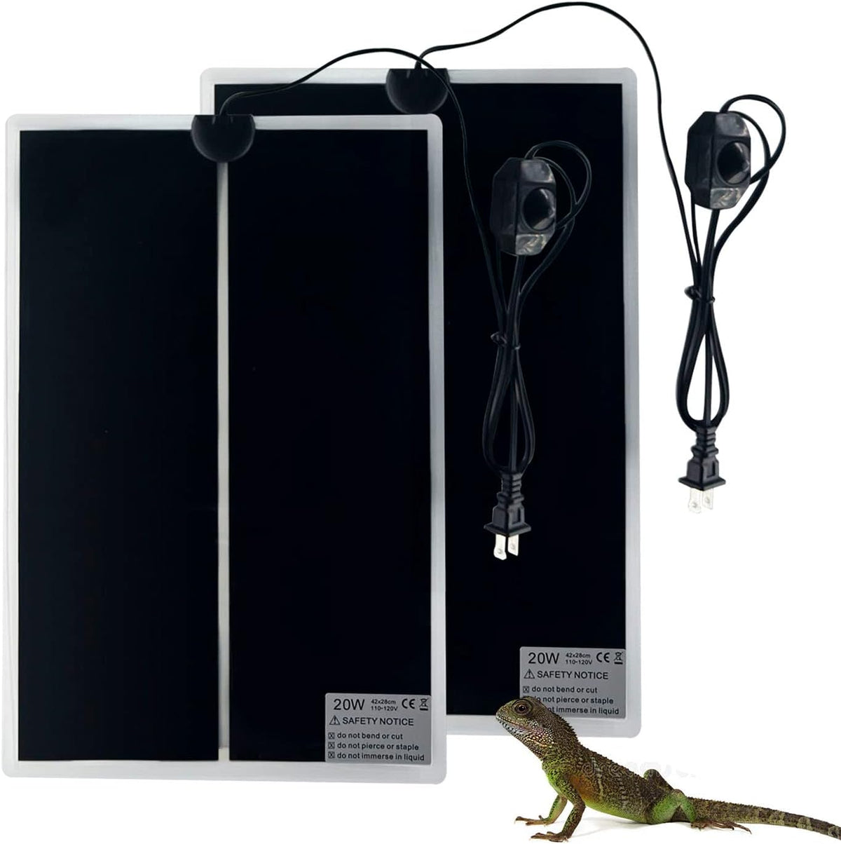 Reptile Heating Mat, Removable Terrarium Heat Mats - 2PCS,20W