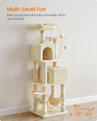 Feandrea Cat Tree, Multi-Level Condo - 59.5 Inches / Beige - image 3