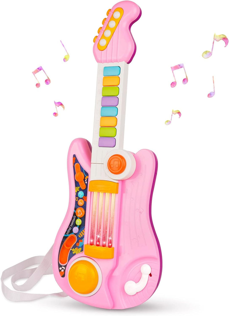 Kid Toddler Toy Guitar 2 in 1 Music Toys Fun Electric Piano Guitars – Fun for Kids & Family - Pink