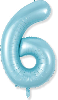 Checkered Number Balloon 1 - Pearl Blue / Number 6