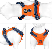 PHOEPET Upgraded No Pull Dog Harness, Reflective Adjustable Vest – Essentials for Dogs - Orange Base & Blue Straps / Extra Large - image 2