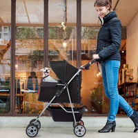 BestPet, 4-Wheel Foldable Pet Stroller, Lightweight & Portable - Black / 4 Wheels - image 2