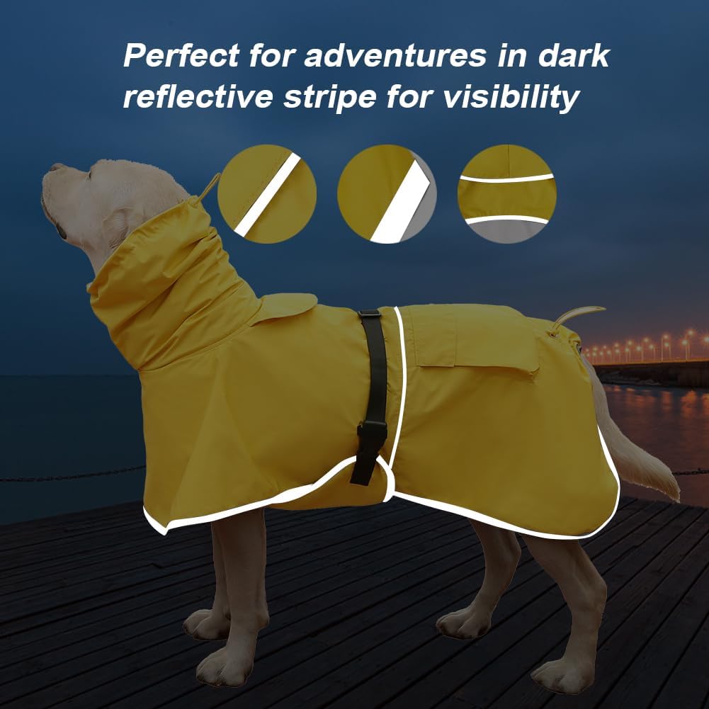 Dog Raincoat Waterproof Adjustable Rain Jacket Small Dogs Green - Yellow / XL-Fit for 15-21 pounds - image 3