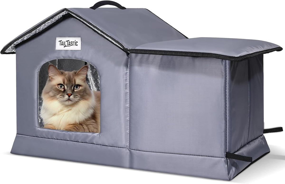 Tailtastic Weather Outdoor Cat House - GREY / L