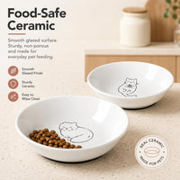 Non-Slip Cat Food Bowls, 6 Pack Whisker-Friendly Ceramic Bowls – Essentials for Cats - white-B - image 4