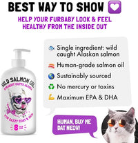 Wild Alaskan Salmon Oil for Dogs & Cats - Pure Fish Omega 3 6 9 Liquid EPA DHA Fatty Acids - Skin & Coat Supplement - Supports Joint Function, Brain, Eye, Immune & Heart Health - Made in USA 8 oz